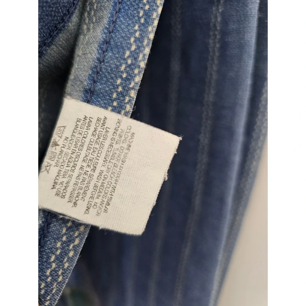 Westpoint Stevens King Flat Sheet Blue Pinstripe Colorblock Woven Border USA